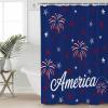 4th of July Shower Curtain Set with Hook 72"x72",Washable Cloth Polyester Fabric Shower+Curtain,Waterproof Bath Curtains for Bathroom,Showers,Bathtubs Freedom Stars Patriotic Memorial Day Navy Blue view 1