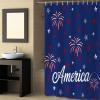 4th of July Shower Curtain Set with Hook 72"x72",Washable Cloth Polyester Fabric Shower+Curtain,Waterproof Bath Curtains for Bathroom,Showers,Bathtubs Freedom Stars Patriotic Memorial Day Navy Blue view 4