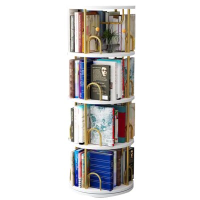 4/5/6 Tier Rotating Bookshelf 360  Display Stackable Spinning Bookshelf Tower Bedroom, Study Room Living Room Black, Brown, Gold, White (Color : White, Size : 4-Storey)