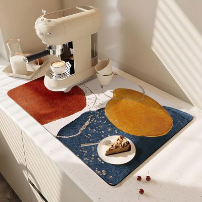 Coffee Bar Mat Rubber Dish Drying Mat For Kitchen Counter Coffee Mat for Home Bar Gift Kitchen AccessoriesDecorative Shop Chocolate Dish Drying Pad 18" X 24"