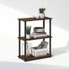 Furinno Turn-N-Tube Book Shelf, 3-Tier Bookshelf, Bookcase with Multipurpose Compact Display Rack, 11.6 x 23.6 x 29.6, for Living Room, Bedroom, Home Office, Walnut/Brown view 1