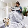 Gavilion Chunky Knit Blanket Throw, Soft Chenille Yarn Throw Blanket, Handmade Thick Cable Knit Crochet Blanket, Large Knit Chunky Throw Blanket for Couch Home Decor,Dark Green,59" x 59" view 3