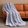 Gavilion Chunky Knit Blanket Throw, Soft Chenille Yarn Throw Blanket, Handmade Thick Cable Knit Crochet Blanket, Large Knit Chunky Throw Blanket for Couch Home Decor,Light Grey,47.2" x 59" view 4