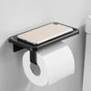 NPQPNAFC Cellphone Stand Cellphone Stand Toilet Paper Holder Roll Paper Storage Rack with Mobile Storage Shelf Wall Mount Storage Organizer for Bathroom Black Mobile Holder Coat Hanger Stand Hooks view 2