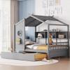 Merax Wood Full House Daybed with Trundle & Storage Shelves,Day Bed for Kids Boys Girls No Box Spring Needed Gray view 1