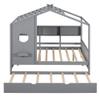 Merax Wood Full House Daybed with Trundle & Storage Shelves,Day Bed for Kids Boys Girls No Box Spring Needed Gray view 4