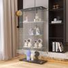 4-Shelf Glass Display Cabinet, Curio Cabinet with Two Glass Door, Floor Standing Bookshelf Tempered Glass Showcase Storage Organizer for Living Room, Bedroom, Office, Easy Assembly view 3