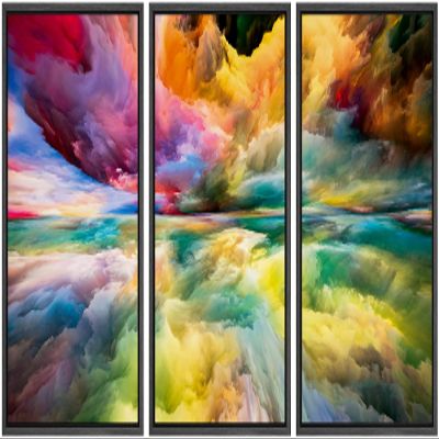 wall26 Framed Canvas Print Wall Art Set Kaleidoscopic Skies Vivid Abstract Illustrations Modern Art Decorative Multicolor Chic for Living Room, Bedroom, Office - 24"x36"x3 Black