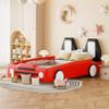 Merax Car Bed Frames for Boys,Twin Size Race Car Platform Bed with Wheels,Kids Twin Bed Frame with Soft PU Leather Headboard,No Box Spring Needed,Easy Assembly view 1