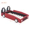 Merax Car Bed Frames for Boys,Twin Size Race Car Platform Bed with Wheels,Kids Twin Bed Frame with Soft PU Leather Headboard,No Box Spring Needed,Easy Assembly view 2