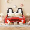 Merax Car Bed Frames for Boys,Twin Size Race Car Platform Bed with Wheels,Kids Twin Bed Frame with Soft PU Leather Headboard,No Box Spring Needed,Easy Assembly view 3