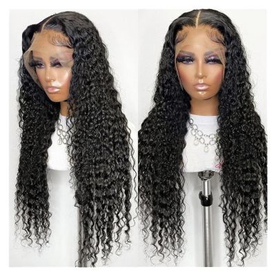 Ashtray Curly Human Hair Wig 13x4 HD Lace Frontal Wig with Baby Hair 14-40 Inch Brazilian Remy Hair Deep Wave Lace Front Wigs for Women Indoors outdoor Ash Tray (Color : 13X4 frontal wig 150%, Size