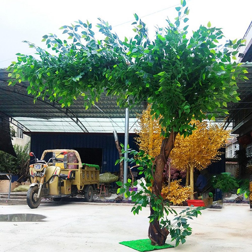 ESRADA Indoor Large Artificial Banyan Trees Simulation Plants Large Fake Banyan Tree Decoration Tree Hotel Shopping Mall Floor Living Room Green Plant Landscaping 2x1.5m/6.6x4.9ft
