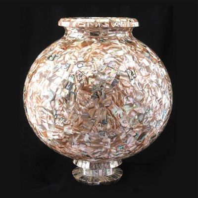 12 Inches Marble Flower Vase Semi Precious Stone Overlay Work Nursery Decor Plantter