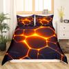 Boys Honeycomb Bedding Set King Size Black and Gold Honeycomb Duvet Cover,Girls Kids Beehive Geometrical Comforter Cover Geometric Hexagon Bedspread Cover Neon Lights Bedding view 1