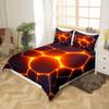 Boys Honeycomb Bedding Set King Size Black and Gold Honeycomb Duvet Cover,Girls Kids Beehive Geometrical Comforter Cover Geometric Hexagon Bedspread Cover Neon Lights Bedding view 2