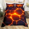 Boys Honeycomb Bedding Set King Size Black and Gold Honeycomb Duvet Cover,Girls Kids Beehive Geometrical Comforter Cover Geometric Hexagon Bedspread Cover Neon Lights Bedding view 3