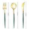 Lullaby 150PCS Gold Plastic Silverware Cutlery Set with Green Handle view 2