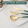 Lullaby 150PCS Gold Plastic Silverware Cutlery Set with Green Handle view 4