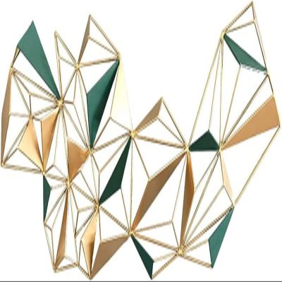 Metal Art Wall Decor Modern Wall Sculpture Metal Wall Art Sculpture, Triangular Solid Mesh Diamond Geometric Conical Wall Decor - for Home and Model Ornaments Wall Hanging Statue (150 * 60cm) (120*5