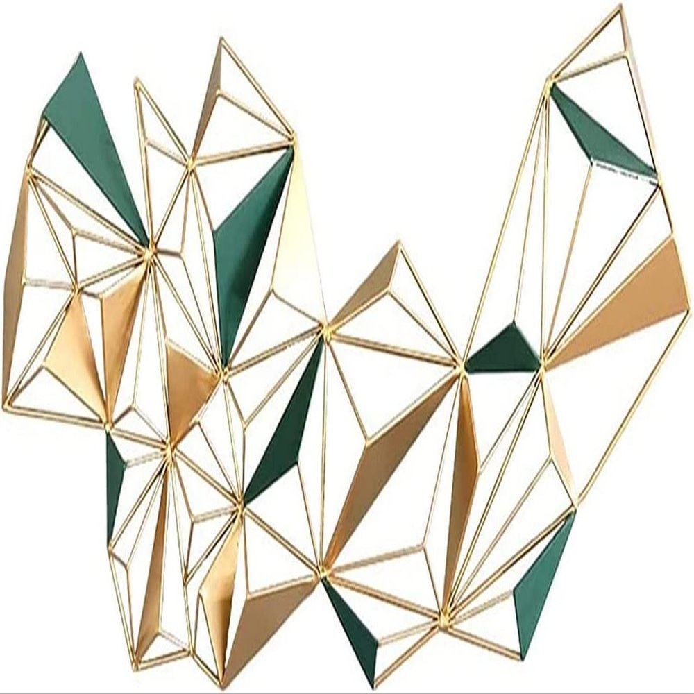 Metal Art Wall Decor Modern Wall Sculpture Metal Wall Art Sculpture, Triangular Solid Mesh Diamond Geometric Conical Wall Decor - for Home and Model Ornaments Wall Hanging Statue (150 * 60cm) (120*5