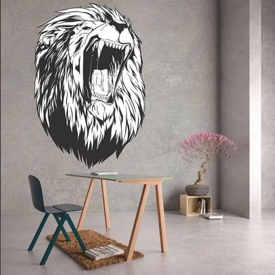 Lion Wall Decal Sticker, Majesty Theme - Adhesive Vinyl Wall Art 47 x 71 / Transparent