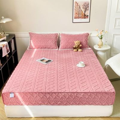 Flannel Velvet Mattress Cover, Plush Shaggy Taffeta Fleece Ultra Soft Fitted Bottom Sheet for Fall and Winter, Fitted Deep Pocket Up to 11'' (Pink, Twin35 x78)