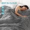 Cottonblue Adults Weighted Blanket 17lbs 60x80 inches, Faux Fur Sherpa Weighted Blanket for Sofa Couch, Plush Cozy Bed Blanket with Ceramic Beads for Calm and Relax, Grey view 2