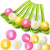 VercanMonth 12 Pcs Luau Hawaiian Egg and Spoon Race Set Tropical Summer Aloha Themed Birthday Supplies(Green,Pineapple) view 1