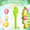 VercanMonth 12 Pcs Luau Hawaiian Egg and Spoon Race Set Tropical Summer Aloha Themed Birthday Supplies(Green,Pineapple) view 2