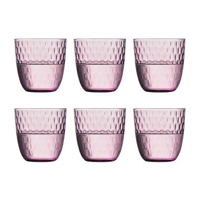 TEMKIN Water jug and glasses set,Glass Tumblers 6 Pcs Drinking Glasses Household Glass Cups Kitchen Glassware Set Colorful Water Glasses Ideal for Water, Juice, Beer, Cocktail Drinking Glasses (Colo (