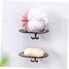 Ciieeo 2pcs Wall-Mounted Suction Soap Dish Plastic Shower Soap Holder Easy Install Draining for Bathroom Kitchen view 2
