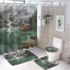 FOCCAFB 4 Pcs Beautiful Lake View Bathroom Sets with Shower Curtain and Rugs, Mountain Nature Landscape Cabin Shower Curtain Set with Rug, Mats and Accessories for Bathroom Decor view 1