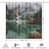 FOCCAFB 4 Pcs Beautiful Lake View Bathroom Sets with Shower Curtain and Rugs, Mountain Nature Landscape Cabin Shower Curtain Set with Rug, Mats and Accessories for Bathroom Decor view 2