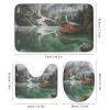 FOCCAFB 4 Pcs Beautiful Lake View Bathroom Sets with Shower Curtain and Rugs, Mountain Nature Landscape Cabin Shower Curtain Set with Rug, Mats and Accessories for Bathroom Decor view 3