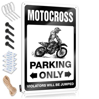 ADWD Vintage Bar Decor Motocross Parking Only Tin Sign Funny Wall Signs Beer Tin Signs Vintage Sets (Size : 20X30CM)
