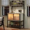Bestier Coffee Bar with Storage, 5 Tier Microwave Stand with LED Lights, Kitchen Bakers Rack with Cabinet, Heavy Duty Storage Shelves for Kitchen Garage Pantry(Retro Grey Oak Light) view 1