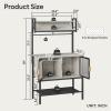 Bestier Coffee Bar with Storage, 5 Tier Microwave Stand with LED Lights, Kitchen Bakers Rack with Cabinet, Heavy Duty Storage Shelves for Kitchen Garage Pantry(Retro Grey Oak Light) view 2