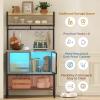 Bestier Coffee Bar with Storage, 5 Tier Microwave Stand with LED Lights, Kitchen Bakers Rack with Cabinet, Heavy Duty Storage Shelves for Kitchen Garage Pantry(Retro Grey Oak Light) view 4