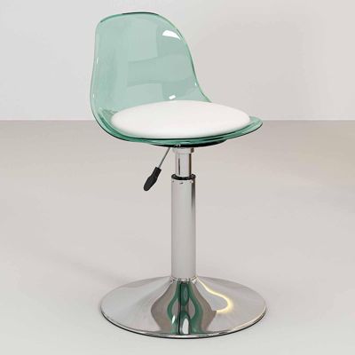 N/A Height Adjustment Acrylic Rolling Stool, Acrylic Swivel Barstools, with Clear Back, Armless Hydraulic Kitchen Counter Height Bar Stools, for Kitchen, Restaurant, Bar,F,35~50cm