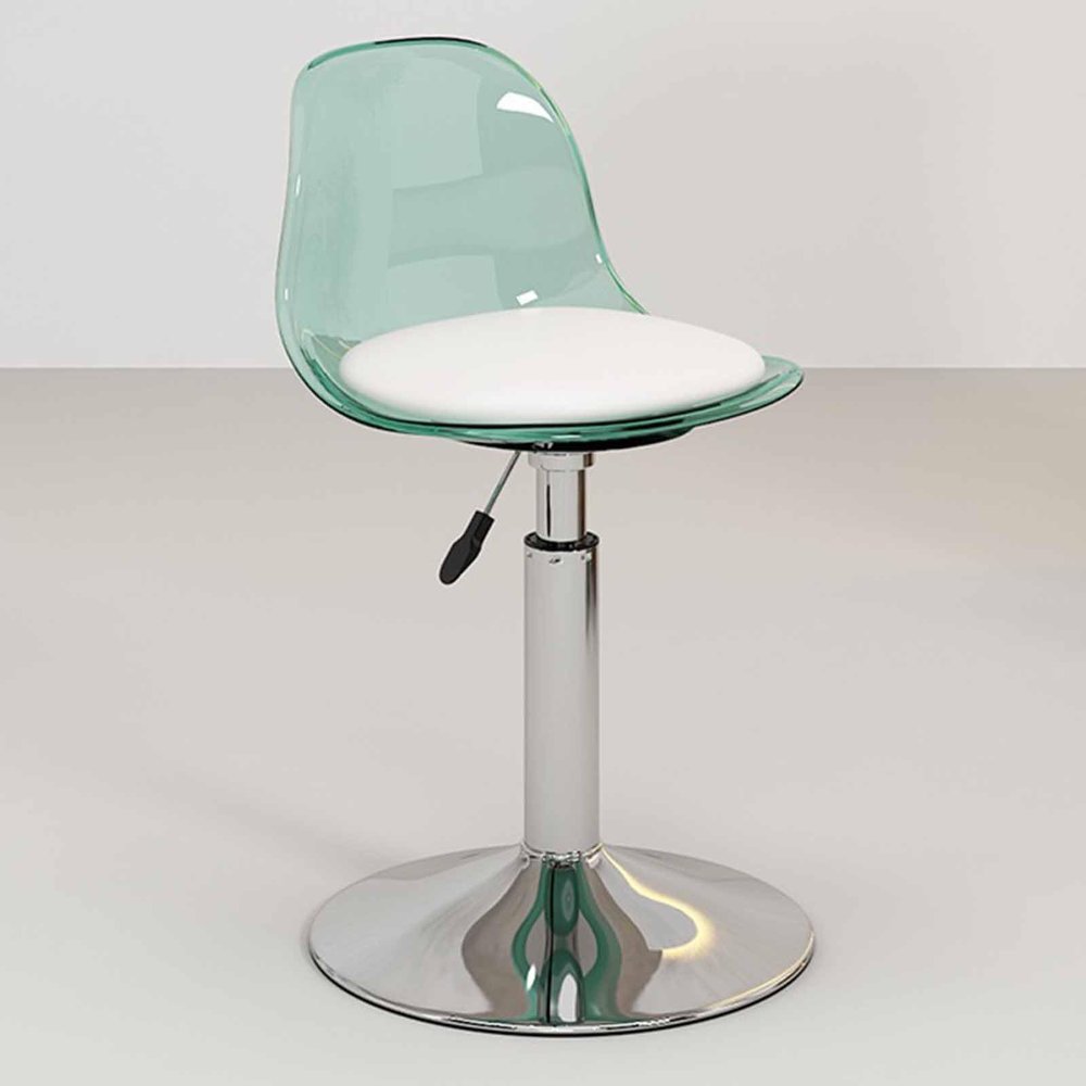 N/A Height Adjustment Acrylic Rolling Stool, Acrylic Swivel Barstools, with Clear Back, Armless Hydraulic Kitchen Counter Height Bar Stools, for Kitchen, Restaurant, Bar,F,35~50cm