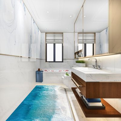 3D Ocean Paradise Wall Decal - Self Adhesive Decorative Bathroom Sticker 71 x 25 / Left side