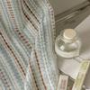 72 Inch Length Blue Pattern Curtains for Living Room 1 Panel Set Back Tab Geometric Pattern Textured Blue Cream White Jacquard 68% Blackout Darkening Window Curtain Drapes for Bedroom 72" W x 72" L view 1