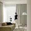 72 Inch Length Blue Pattern Curtains for Living Room 1 Panel Set Back Tab Geometric Pattern Textured Blue Cream White Jacquard 68% Blackout Darkening Window Curtain Drapes for Bedroom 72" W x 72" L view 4
