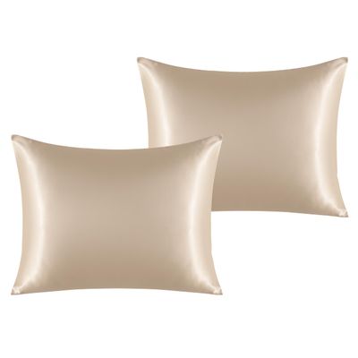 NTBAY 2 Pack Satin Standard Pillowcases for Hair and Skin, Luxurious and Silky Pillow Cases with Envelope Closure, 20x26 Inches, Taupe