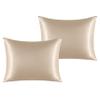 NTBAY 2 Pack Satin Standard Pillowcases for Hair and Skin, Luxurious and Silky Pillow Cases with Envelope Closure, 20x26 Inches, Taupe view 1