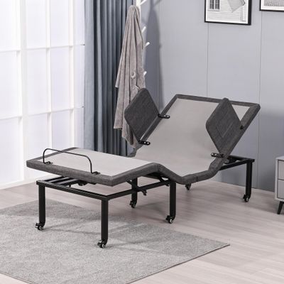 ESHINE Adjustable Bed Frame with Bed Rail, Nursing Bed Base, No Mattress