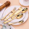 gold silverware set 24 piece stainless steel flatware sets for 6 kitchen cutlery set include dinner kinfe dinner fork dinner spoon and tea spoon view 2