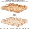 Scalloped Water Hyacinth Tray, Hand-Woven Wicker Storage Baskets with Scalloped Edge and Handles (17x13x3 inch) Rectangular Handwoven Trays, Water Hyacinth Basket, 2 Pack view 3
