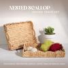 Scalloped Water Hyacinth Tray, Hand-Woven Wicker Storage Baskets with Scalloped Edge and Handles (17x13x3 inch) Rectangular Handwoven Trays, Water Hyacinth Basket, 2 Pack view 4
